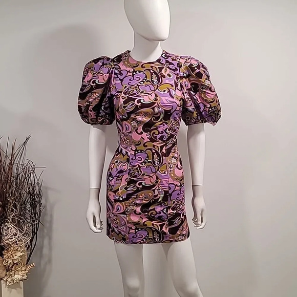 TED BAKER Flickl – Short Sleeve Printed Mini Dress Blk Pink  - Picture 2 of 13